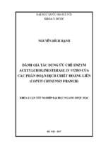 đánh giá tác dụng ức chế enzym acetylcholinesterase in vitro của các phân đoạn dịch chiết hoàng liên (coptis chinensis franch)