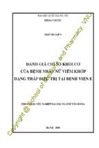 đánh giá chỉ số khối cơ của của bệnh nhân nữ viêm khớp dạng thấp điều trị tại bệnh viện e