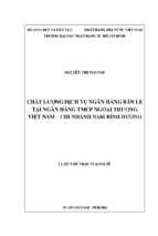 Chất lượng dịch vụ ngân hàng bán lẻ tại ngân hàng tmcp ngoại thương việt nam   chi nhánh nam bình dương