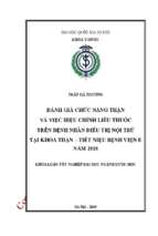 đánh giá chức năng thận và việc hiệu chỉnh liều thuốc trên bệnh nhân điều trị nội trú tại khoa thận   tiết niệu bệnh viện e năm 2018