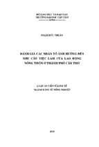 đánh giá các nhân tố ảnh hưởng đến nhu cầu việc làm của lao động nông thôn ở thành phố cần thơ