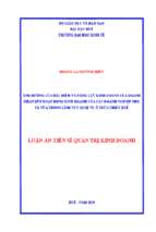 ảnh hưởng của đặc điểm và năng lực kinh doanh của doanh nhân đến hoạt động kinh doanh của các doanh nghiệp nhỏ và vừa trong lĩnh vực dịch vụ ở thừa thiên huế