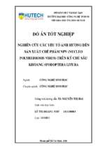Nghiên cứu các yếu tố ảnh hưởng đến sản xuất chế phẩm npv (nucleo polyherosis) trên ký chủ sâu khoang spodoptera litura