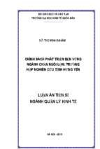 Chính sách phát triển bền vững ngành chăn nuôi lợn trường hợp nghiên cứu tỉnh hưng yên