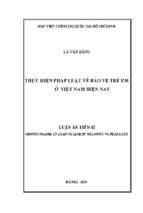 Thực hiện pháp luật về bảo vệ trẻ em ở việt nam hiện nay