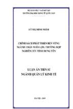 Chính sách phát triển bền vững ngành chăn nuôi lợn trường hợp nghiên cứu tỉnh hưng yên