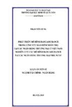 Phát triển mô hình bancassurance trong lĩnh vực bảo hiểm nhân thọ tại các ngân hàng thương mại ở việt nam nghiên cứu các mô hình bancassurance tại các ngân hàng thương mại nhà nước