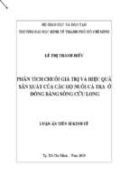 Phân tích chuỗi giá trị và hiệu quả sản xuất của các hộ nuôi cá tra ở đồng bằng sông cửu long