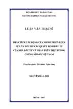 Phân tích tác động của nhóm thiên lệch tự lừa dối tới các quyết định đầu tư của nhà đầu tư cá nhân trên thị trường chứng khoán viet