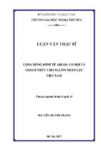 Cộng đồng kinh tế asean cơ hội và thách thức cho nguồn nhân lực việt nam