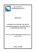 Tạo động lực làm việc cho người lao động ngành may tại tổng công ty cổ phần dệt may hòa thọ