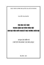 Văn hóa việt nam trong giảng dạy môn tiếng việt cho học viên nước ngoài ở nhà trường quân đội