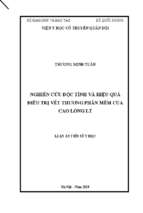 Nghiên cứu độc tính và hiệu quả điều trị vết thương phần mềm của cao lỏng lt