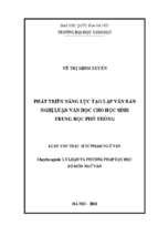 Phát triển năng lực tạo lập văn bản nghị luận văn học cho học sinh trung học phổ thông