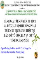 đánh giá tài nguyên du lịch và đề xuất định hướng phát triển du lịch sinh thái tại đảo cô tô lớn, huyện cô tô, tỉnh quảng ninh.pptx