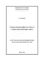 Văn hóa doanh nghiệp của công ty cổ phần thế giới di động (mwg)