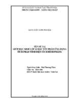 Giúp học sinh lớp 12 học tốt phần ứng dụng tích phân tính diện tích hình phẳng