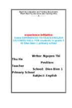 Some experiences to teach english listening skill for students in grade 4 in dien bien 1 primary school.