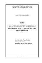 Rèn luyện kĩ năng viết mở bài trong bài văn nghị luận xã hội cho học viên trung tâm gdtx