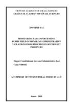 Theo dõi thi hành pháp luật trong lĩnh vực xử lý vi phạm hành chính từ thực tiễn các tỉnh tây nam bộ tt tiếng anh