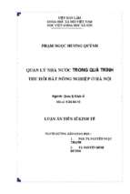 Quản lý nhà nước trong quá trình thu hồi đất nông nghiệp ở hà nội