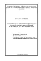 Some methods to improve the efficiency of teaching listening skill in grade 8 at nguyen van troi secondary school.