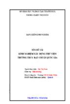 Kinh nghiệm chỉ đạo xây dựng thư viện trường thcs đạt chuẩn quốc gia