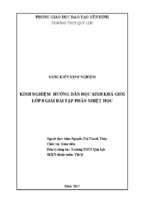 Kinh nghiệm hướng dẫn học sinh khá, giỏi lớp 8 giải bài tập phần nhiệt học