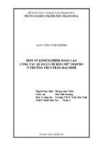 Một số kinh nghiệm nâng cao công tác quản lí chi hội chữ thập đỏ ở trường thcs trần mai ninh