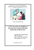 Kinh nghiệm xử lý một số tình huống bị lỗi và các tiện ích sử dụng phím tắt khi soạn giáo án bằng phần mềm microsoft word 2003, 2010