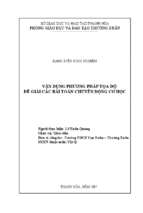 Vận dụng phương pháp tọa độ để giải các bài toán chuyển động cơ học