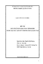 Một số kỹ năng khai thác kênh hình trong dạy học lịch sử 9 trường thcs quảng văn