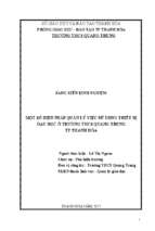 Một số biện pháp quản lý việc sử dụng thiết bị dạy học ở trường thcs quang trung thành phố thanh hóa