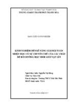 Kinh nghiệm rèn kỹ năng giải bài toán nhiệt học có sự chuyển thể của các chất để bồi dưỡng học sinh giỏi vật lí 9