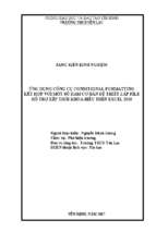 ứng dụng công cụ conditional formatting kết hợp với một số hàm cơ bản để thiết lập file hỗ trợ xếp thời khóa biểu trên excel 2010
