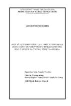Một số giải pháp nâng cao chất lượng hoạt động công tác dân vận cơ sở khối trường học ở huyện hà trung, tỉnh thanh hóa
