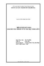 Rèn luyện kỹ năng giải phương trình vô tỉ cho học sinh lớp 9