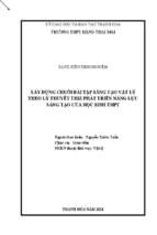 Xây dựng chuỗi bài tập sáng tạo vật lý theo lý thuyết triz phát triển năng lực sáng tạo của học sinh thpt.