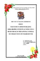 Solutions to improve reading skill helping students at nong cong 4 high school do the national general secondary tests of english better
