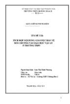 Tích hợp nội dung giáo dục bảo vệ môi trường vào dạy học vật lý ở trường thpt