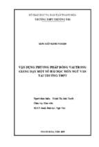 Vận dụng phương pháp đóng vai trong giảng dạy một số bài học môn ngữ văn tại trường thpt