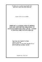Thiết kế và áp dụng một số moodul giáo dục môi trường từ sách giáo khoa hóa học lớp 10   cơ bản ở trường thpt nguyễn thị lợi