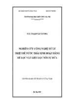 Nghiên cứu công nghệ xử lý triệt để nước thải sinh hoạt bằng bể lọc vật liệu lọc nổi tự rửa