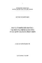 Fdi và ô nhiễm môi trường vai trò của chính sách công ở các quốc gia đang phát triển