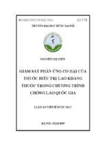 Giám sát phản ứng có hại của thuốc điều trị lao kháng thuốc trong chương trình chống lao quốc gia