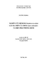 Nghiên cứu bệnh do streptococcus iniae gây ra trên cá chẽm (lates calcarifer) và biện pháp phòng bệnh