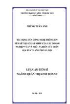 Tác động của công nghệ thông tin đến kết quả xuất khẩu của các doanh nghiệp vừa và nhỏ   nghiên cứu trên địa bàn thành phố hà nội