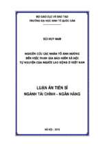 Nghiên cứu các nhân tố ảnh hưởng đến việc tham gia bảo hiểm xã hội tự nguyện của người lao động ở việt nam