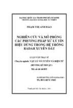 NGHIÊN CỨU VÀ MÔ PHỎNG CÁC PHƯƠNG PHÁP XỬ LÝ TÍN HIỆU DÙNG TRONG HỆ THỐNG RADAR XUYÊN ĐẤT PDF