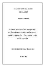 Vấn đề bồi thường thiệt hại do ô nhiễm dầu trên biển theo pháp luật quốc tế và pháp luật nước ngoài